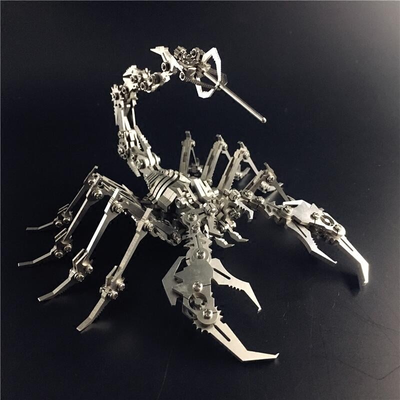 下殺7折 金屬拼圖 鋼魔獸蝎子王3D立體金屬拼圖 不銹鋼拼裝模型獨角獸夢麋狼生肖擺件