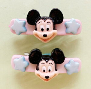 【震撼精品百貨】Micky Mouse 米奇/米妮 髮夾兩入 米奇粉#53637 震撼日式精品百貨