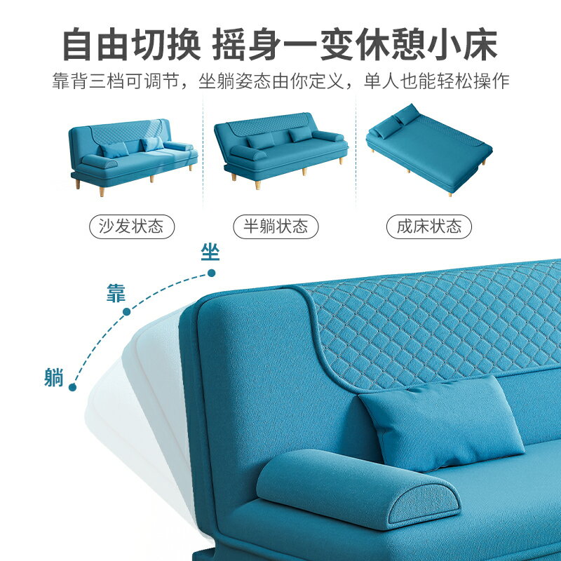 北歐布藝沙發客廳小戶型現代簡約雙人三人位出租房用可折疊沙發床