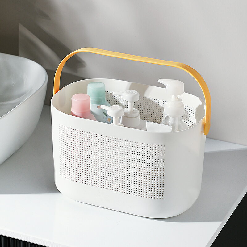 浴室手提洗澡籃子塑料浴筐桌面零食小收納框洗漱沐浴用品置物提籃
