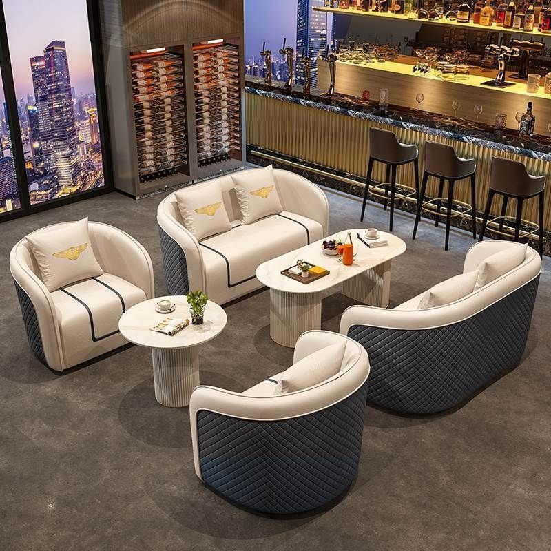免運 沙發客廳2023新款組合皮沙發商務談判售樓處簡約接待洽談桌椅-快速出貨
