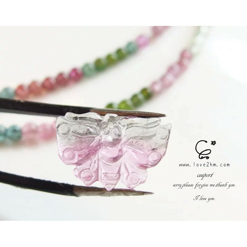 蝴蝶-碧璽雕件 9423/碧璽/水晶飾品/ [晶晶工坊-love2hm]