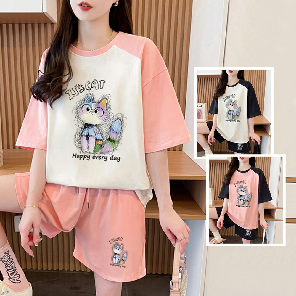＊ORead＊休閒運動短袖圓領T恤短褲套裝兩件套(3色M~XL)
