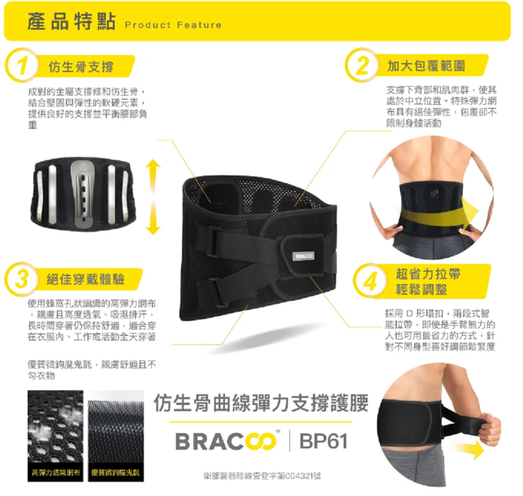 BRACOO奔酷 仿生骨曲線彈力支撐護腰 BP61 2