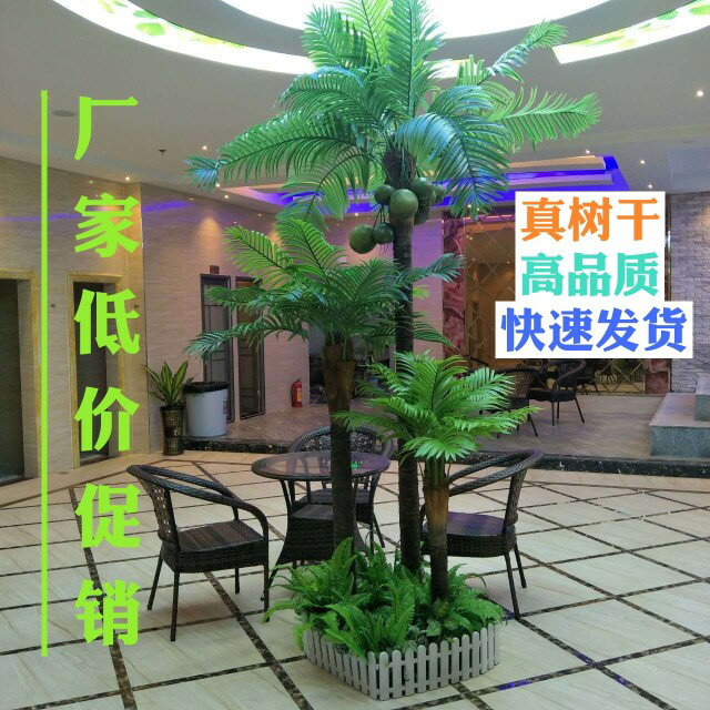 模擬椰子樹室內外熱帶綠植假盆栽植物大型裝飾酒店落地假樹棕櫚樹