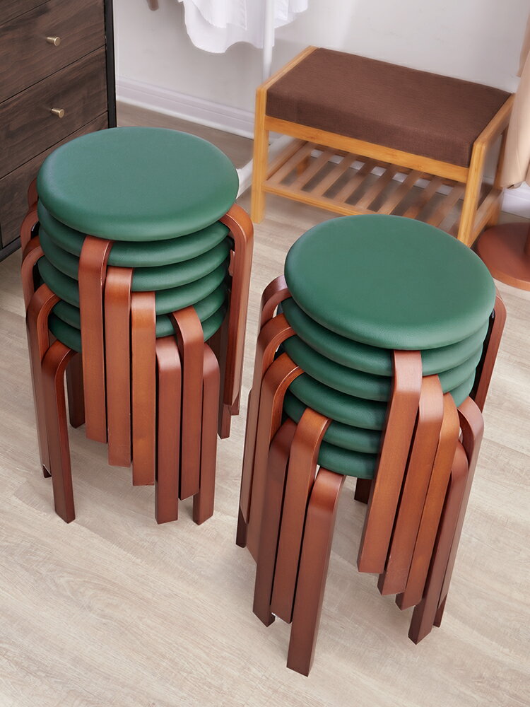 圓凳椅 心家宜實木圓凳子家用客廳加厚矮板凳簡約餐桌椅子軟凳四腳小凳子『XY14230』