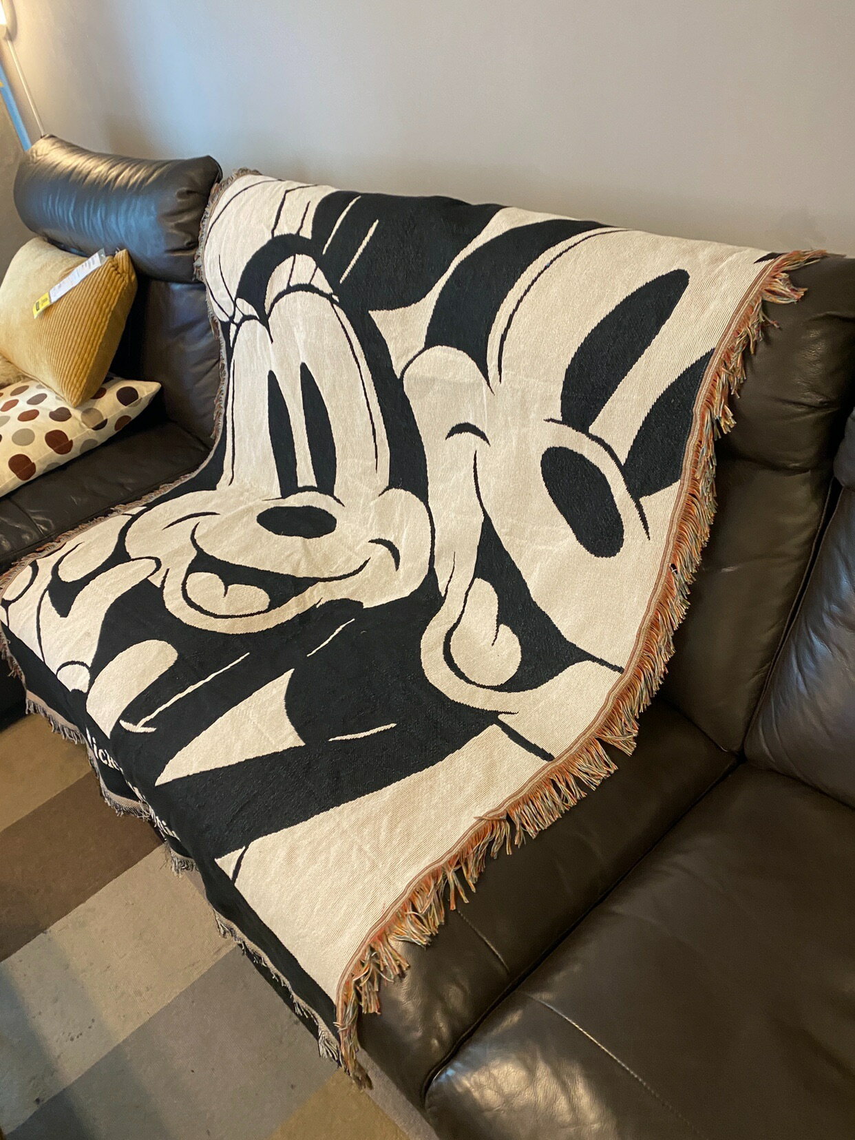 動漫黑白米奇 休閑毯沙發蓋毯 卡通 日本動畫 臥室客廳裝飾毯掛毯