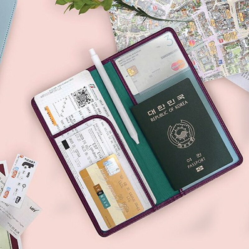 護照夾保護套男女士防消磁多功能旅行出差長款簡約機票護照證件包