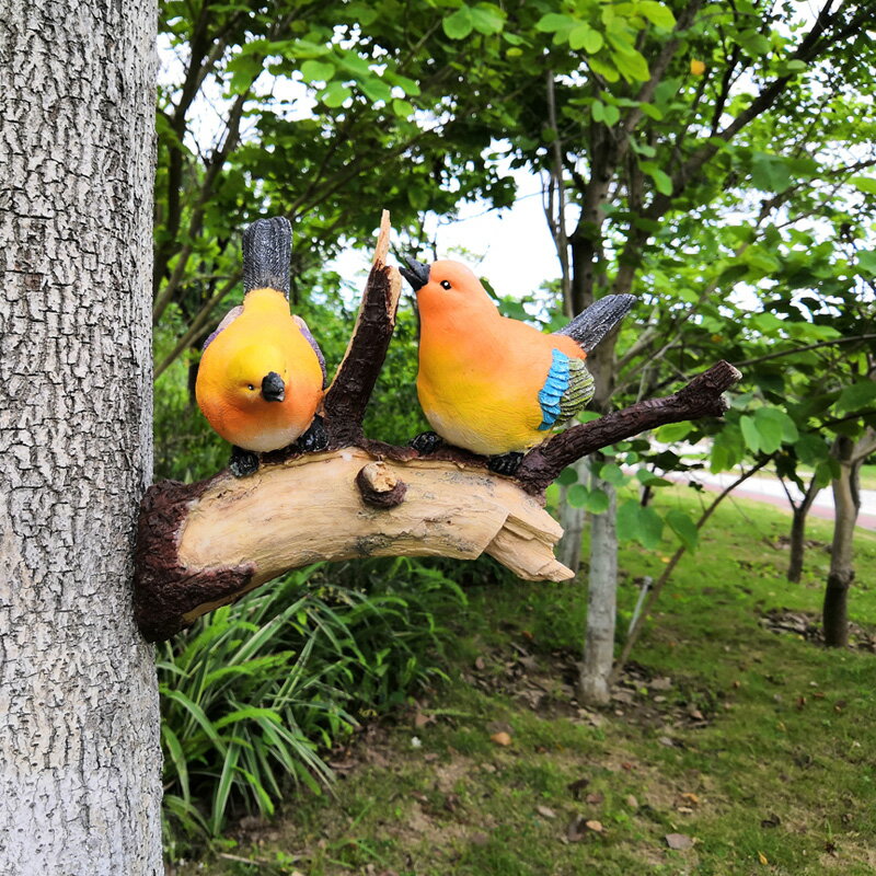 花園小鳥擺件樹上鳥兒掛件裝飾品陽臺公園幼兒園別墅商場擺設雕塑| 協貿  