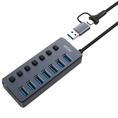 INTOPIC USB3.2 7孔高速集線器HBC-625(灰色)【九乘九購物網】
