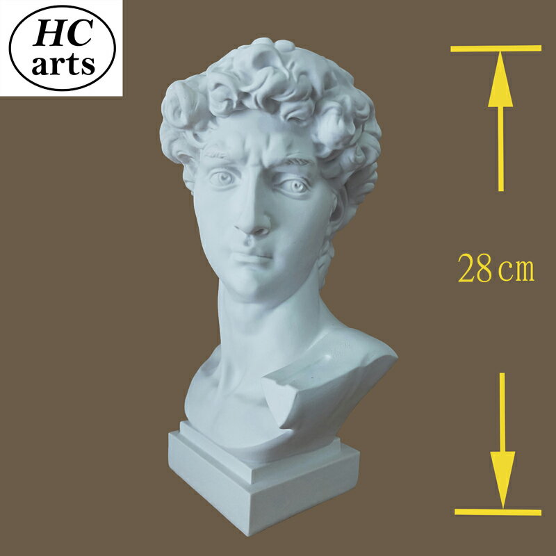 28cm高大衛頭像樹脂仿石膏雕像ins歐式風格雕塑擺件美術用品素描