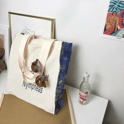 莫內 Monet~印象派大師 睡蓮 帆布袋 肩背包 (有拉鍊設計)#現貨