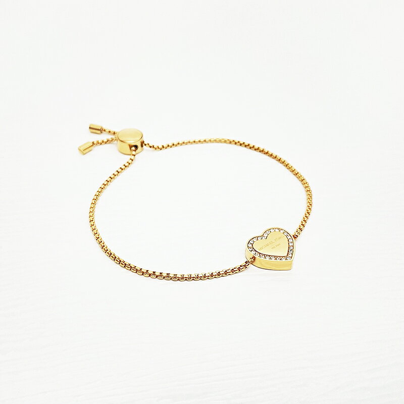 美國百分百【全新真品】Michael Kors 手鍊 愛心 MK 水鑽 logo 金屬飾品 專櫃精品 金色/銀色 BF43 治裝激推 1