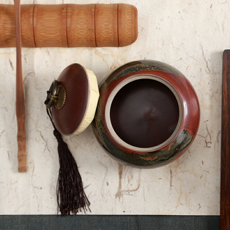 瀾揚紫砂茶葉罐 陶瓷醒茶罐子 陶瓷罐密封罐茶葉盒茶葉包裝盒茶盒
