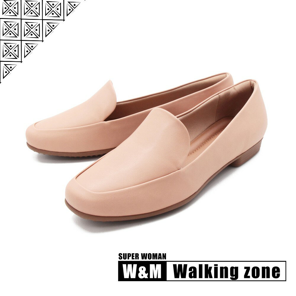 WALKING ZONE SUPER WOMAN系列 百搭方頭平底樂福鞋 女鞋-卡其(另有白.黑) 0