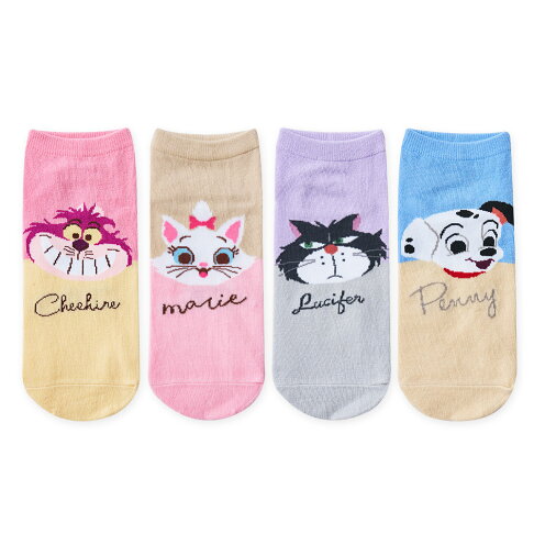 迪士尼 貓貓狗狗直版襪 兒童短襪 魯斯佛 101忠狗 瑪麗貓 棉襪【旺達棉品】AM-A507 1