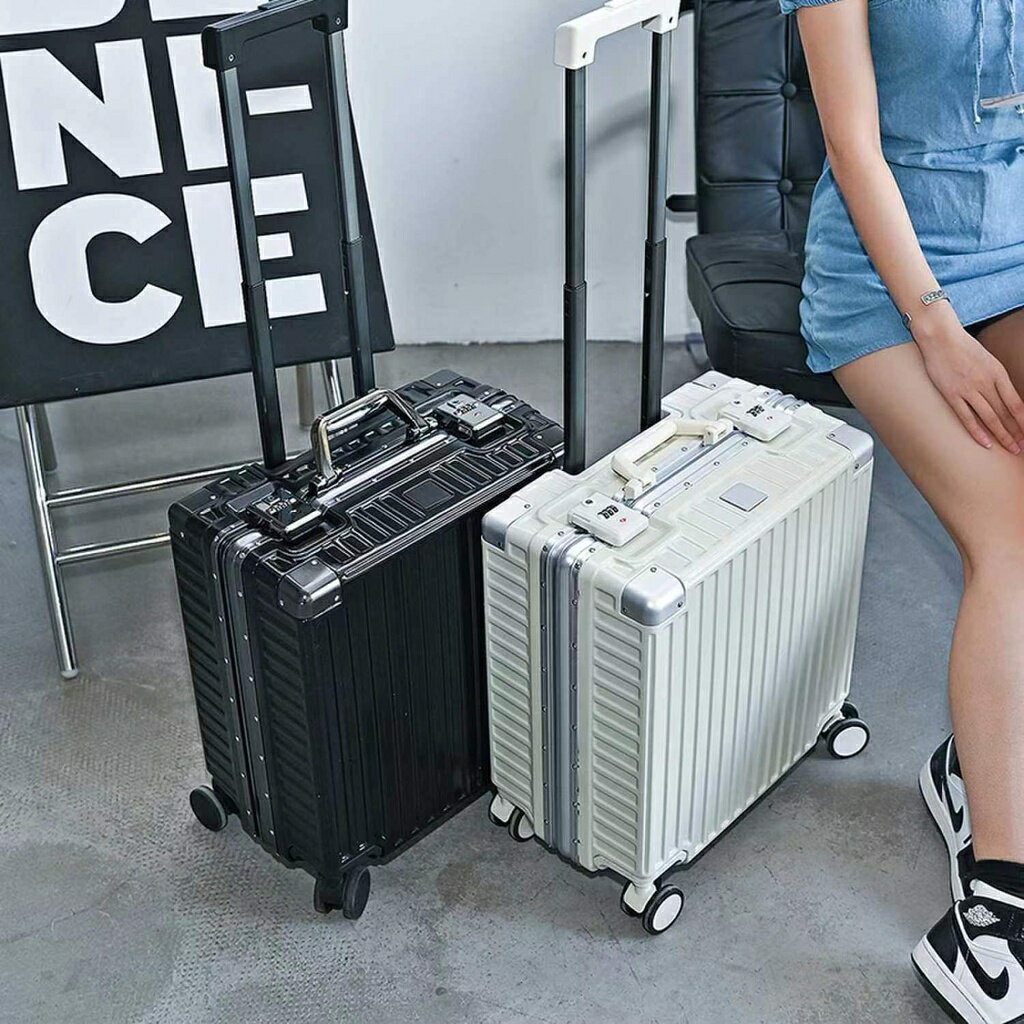 鋁框18寸登機箱 旅行箱 登機箱 便捷式可登機 行李箱萬嚮輪超靜音密碼箱拉桿箱男女行李箱子