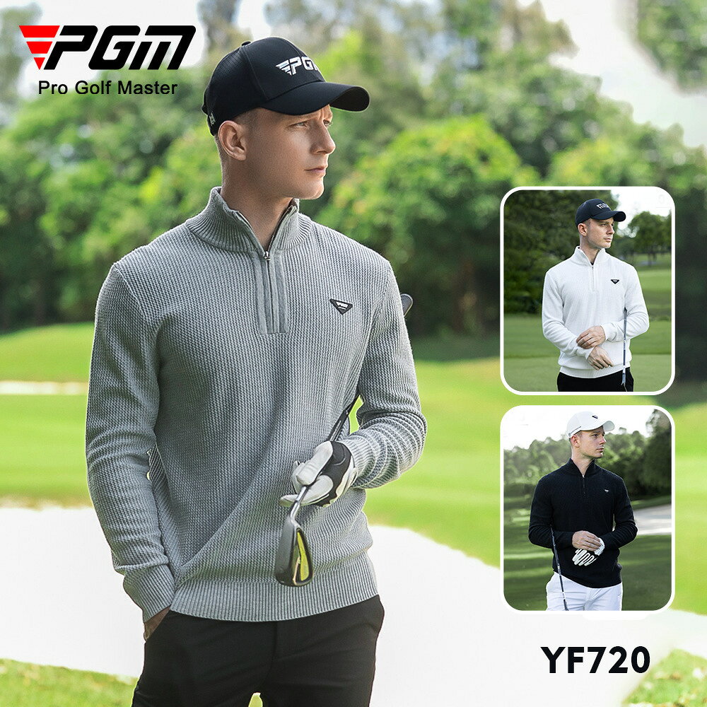PGM高爾夫服裝男裝毛衣保暖親膚毛織上衣秋冬季運動立領針織衫