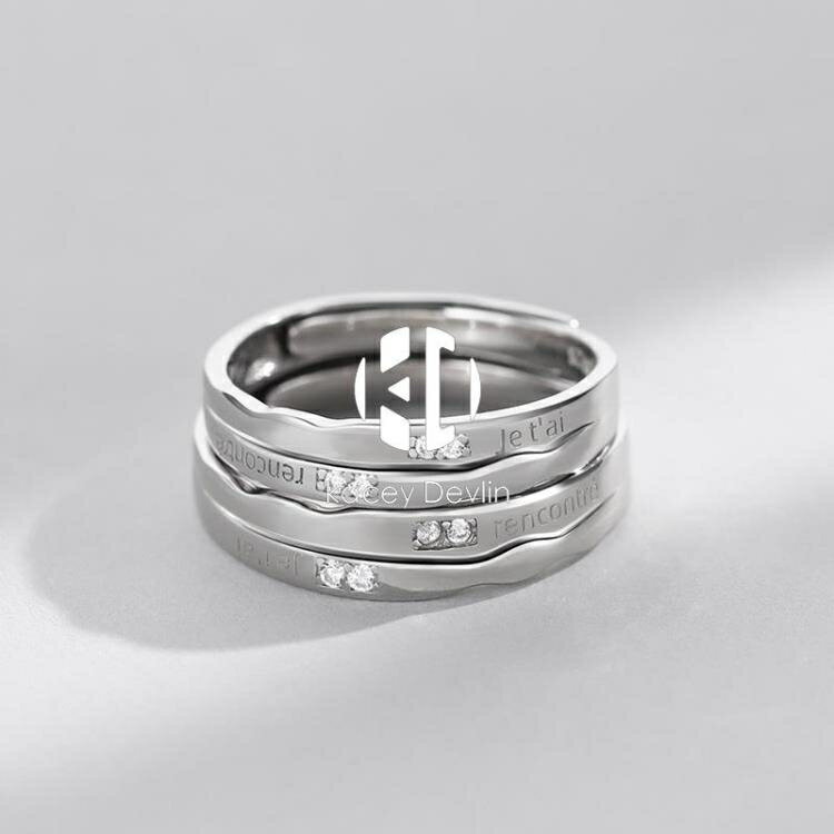 戒指 情侶戒指一對小眾設計銀對戒女情侶款簡約開口