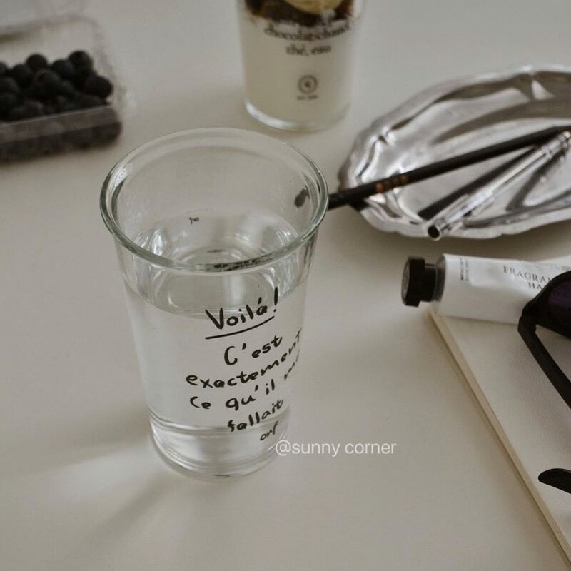 網紅同款法式法文字母玻璃杯牛奶咖啡杯子簡約透明水杯