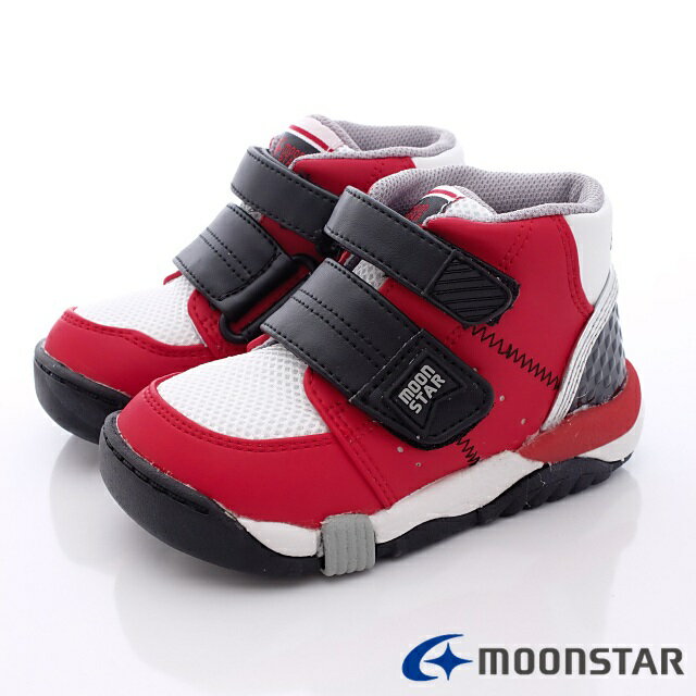 日本月星Moonstar機能童鞋矯健系列寬楦穩定彎曲鞋款21402紅黑(中小童段/中大童段)