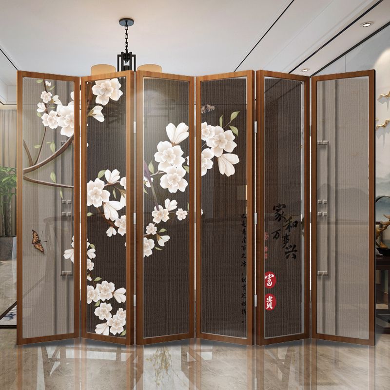 中式屏風隔斷墻現代簡約客廳臥室酒店辦公室折疊移動實木布藝折屏