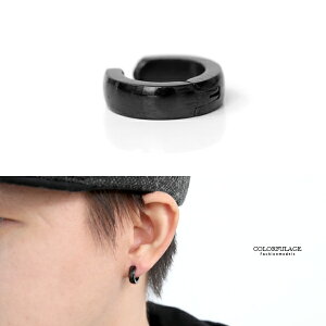 夾式耳環 鋼製圓弧全素黑色耳夾【ND659】