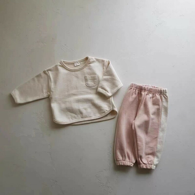 嬰兒外出服春裝兒童衣服春款韓版童裝寶寶口袋衛衣套裝