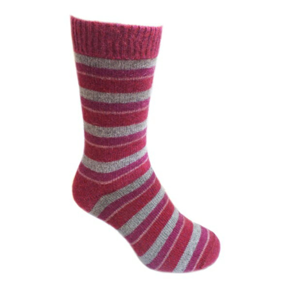 多彩條紋【粉桃灰莓】紐西蘭貂毛羊毛襪保暖襪 冬季保暖襪休閒襪男用女用