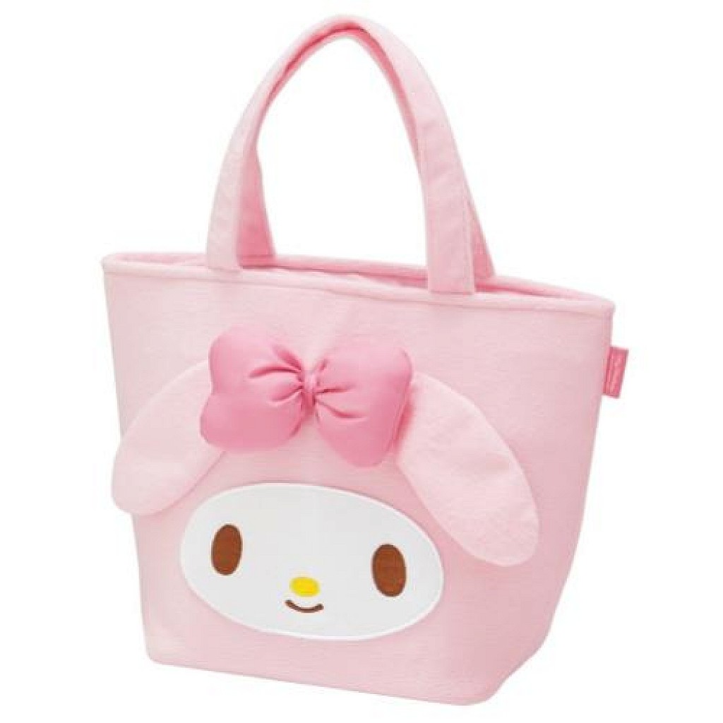大賀屋 美樂蒂 絨布 便當袋 保溫袋 保冷袋 午餐袋 手提袋 環保袋 my melody 日貨 正版 T00110157