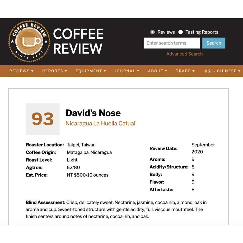 咖啡 尼加拉瓜 經典高山咖啡 Coffee Review 93分-David's nose 烘焙 2