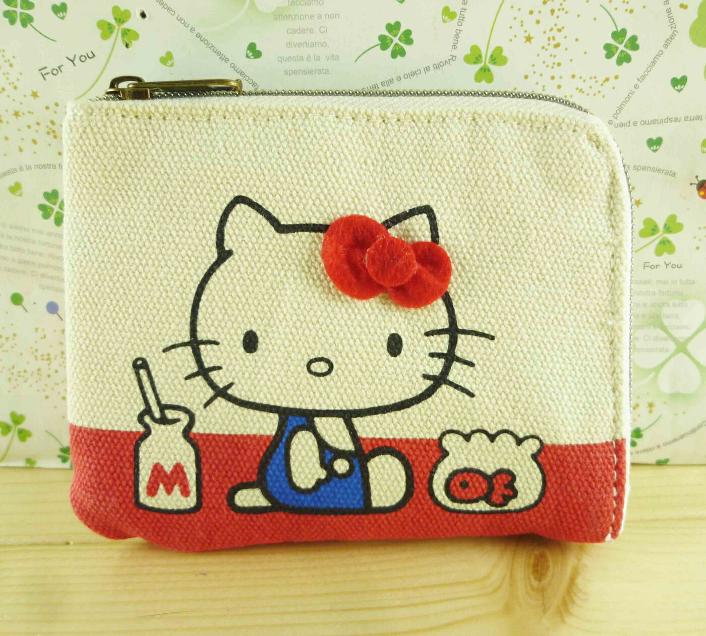 【震撼精品百貨】Hello Kitty 凱蒂貓-證件零錢包-粉牛奶 震撼日式精品百貨