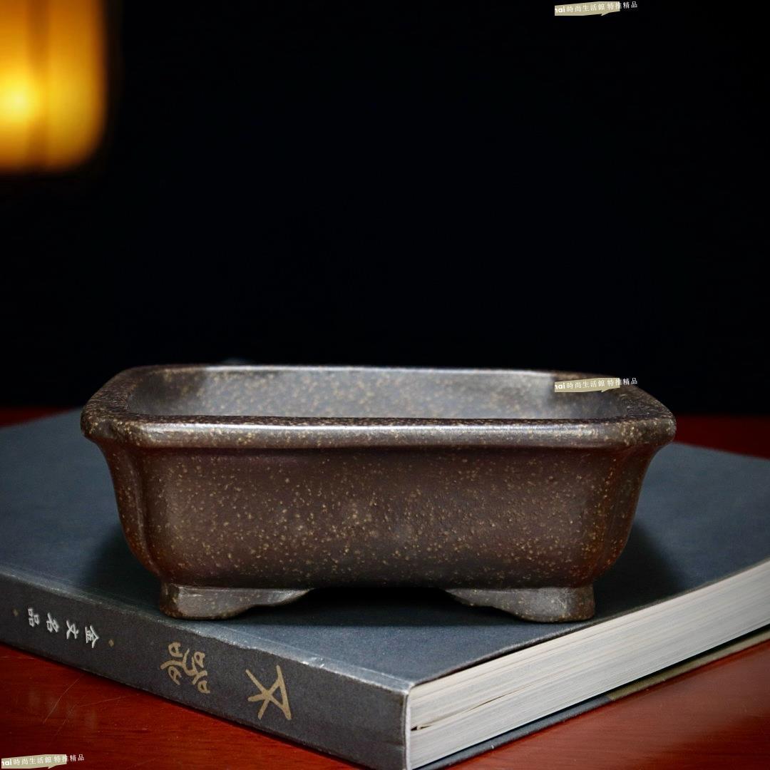 花盆 花器 紫砂花盆 精品紫砂花盆小長方形盆景盆金彈子多肉雲竹菖蒲桌面綠植盆栽