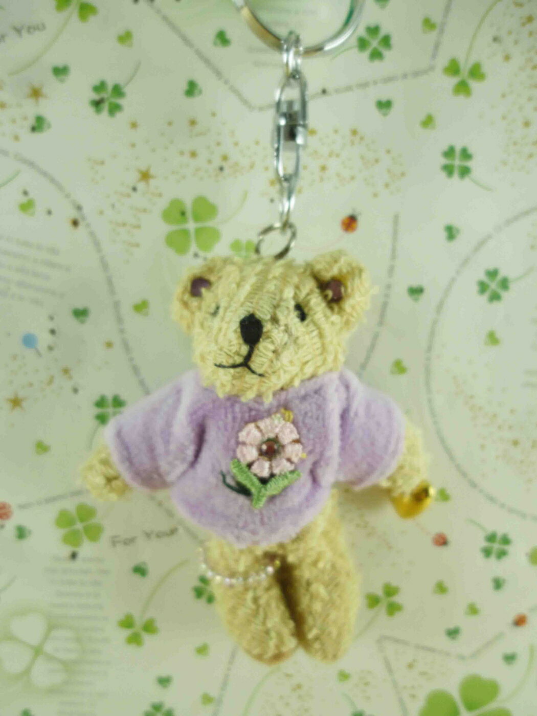 【震撼精品百貨】泰迪熊 Teddy Bear 絨毛鎖圈-紫衣服 震撼日式精品百貨