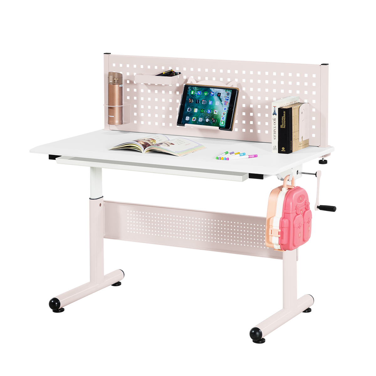 【免運】Doaa-KIDS｜靚彩兒童書桌 一般屏風款 80cm / 110cm 莫蘭迪色系 ( 成長書桌 成長型 兒童桌 兒童成長 書桌 升降桌 學生 桌子 手搖式 升降 樂學 ) MIT臺灣設計製造