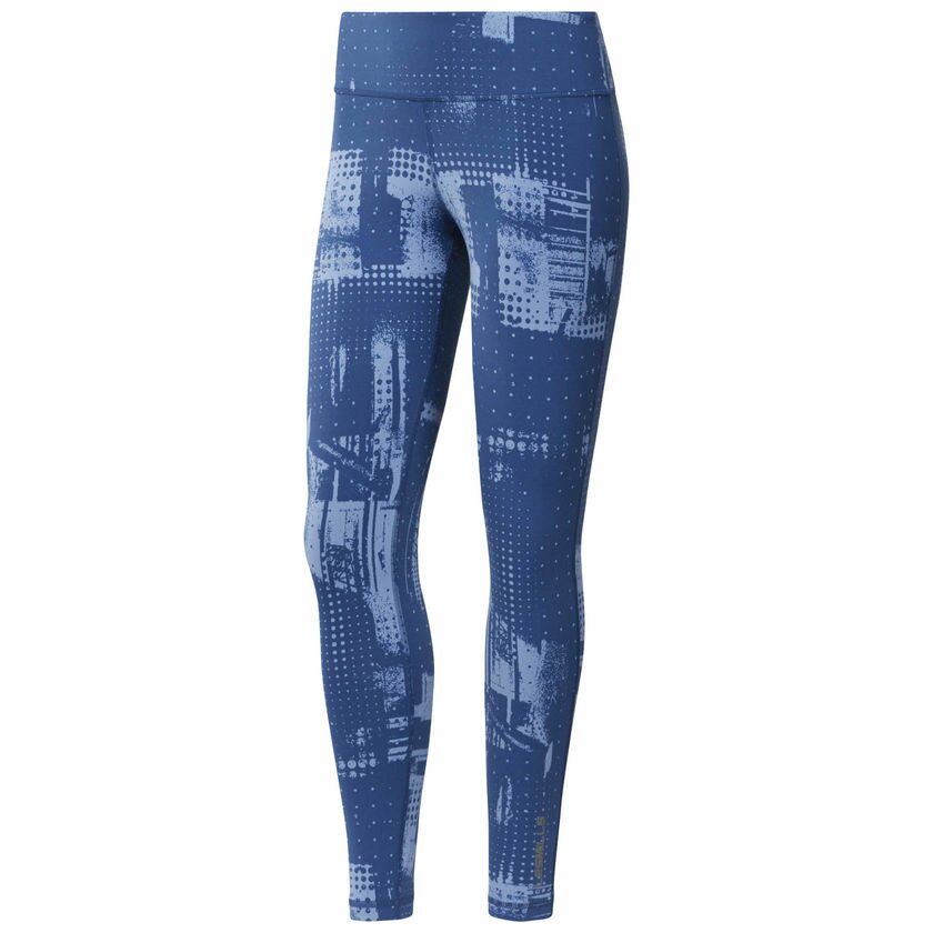 REEBOK LES MILLS PRINTED LEGGING 女裝 長褲 緊身 速乾 舒適 透氣 藍【運動世界】CD6171