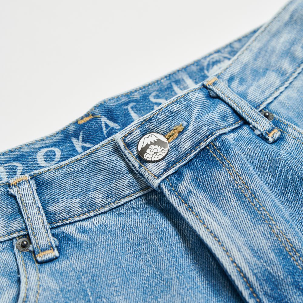 EDOKATSU江戶勝 男款 石洗雪花丹寧直筒褲 (石洗藍) 2