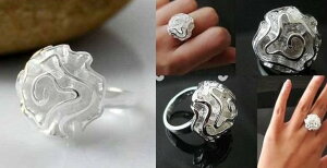 簡單 低價 小白玫瑰 戒指 女 花戒指 女 戒指 指環 氣質 戒指