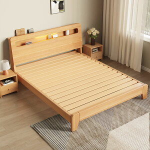 實木床1.5米現代簡約1.8米家用雙人床經濟型出租房用單人1.2m床架