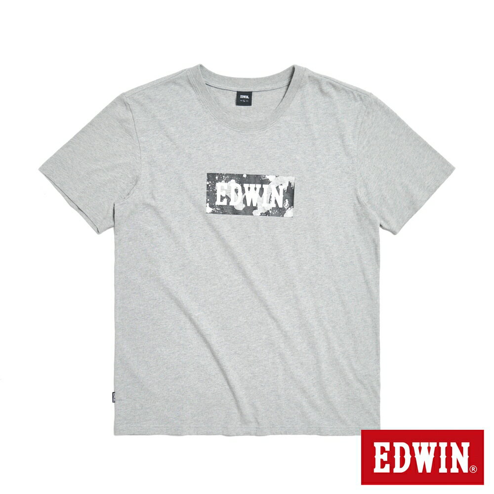 EDWIN 噴漆印花短袖T恤-男款 麻灰色