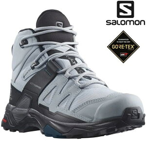 Salomon X ULTRA 4 Mid Wide 女款中筒Gore-tex防水登山鞋 L41687200 深礦灰/黑/藍