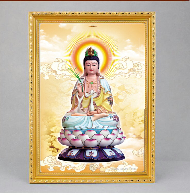 佛像掛畫結緣送子觀音3D 高清觀世音菩薩觀自在菩薩佛像掛畫可訂做尺寸