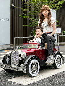 兒童復古老爺電動汽車男女孩寶四輪遙控玩具可坐雙三人大人親子車