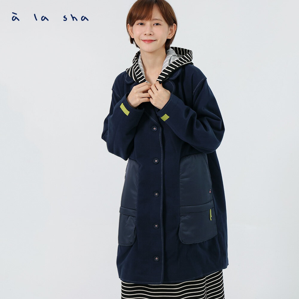 a la sha 簡約口袋毛尼大衣