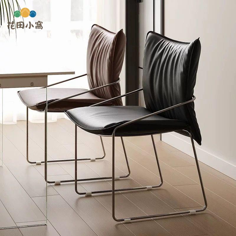 中古餐椅家用設計師法式輕奢軟包書桌化妝靠背書房休閑單人沙發椅 ph6192