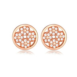 ★玫瑰金純銀耳環鑲鑽耳飾-創意設計造型生日情人節禮物女飾品73dy92【獨家進口】【米蘭精品】
