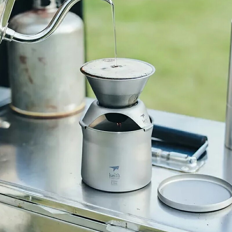 【露營趣】keith鎧斯 Ti3911 泡茶咖啡鈦杯 純鈦 輕量茶壺 沖泡濾杯套裝 咖啡壺 炊具 機露 露營 野營