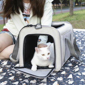 寵物外出後背包太空艙 貓包外出便攜透氣大容量車載手提單肩斜跨帆布折疊貓咪狗包寵物包