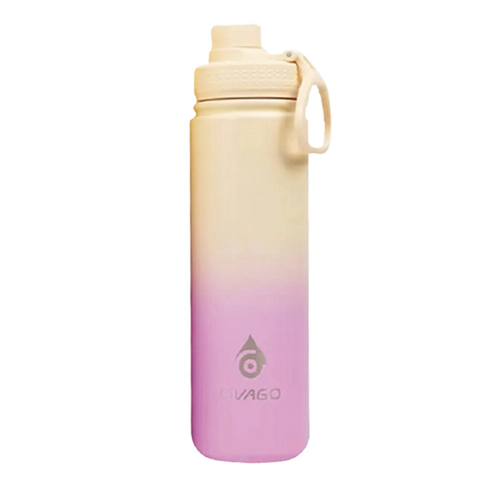 【CIVAGO】丁達爾系列寬口保溫瓶 650ml 滿月櫻花 黃粉色