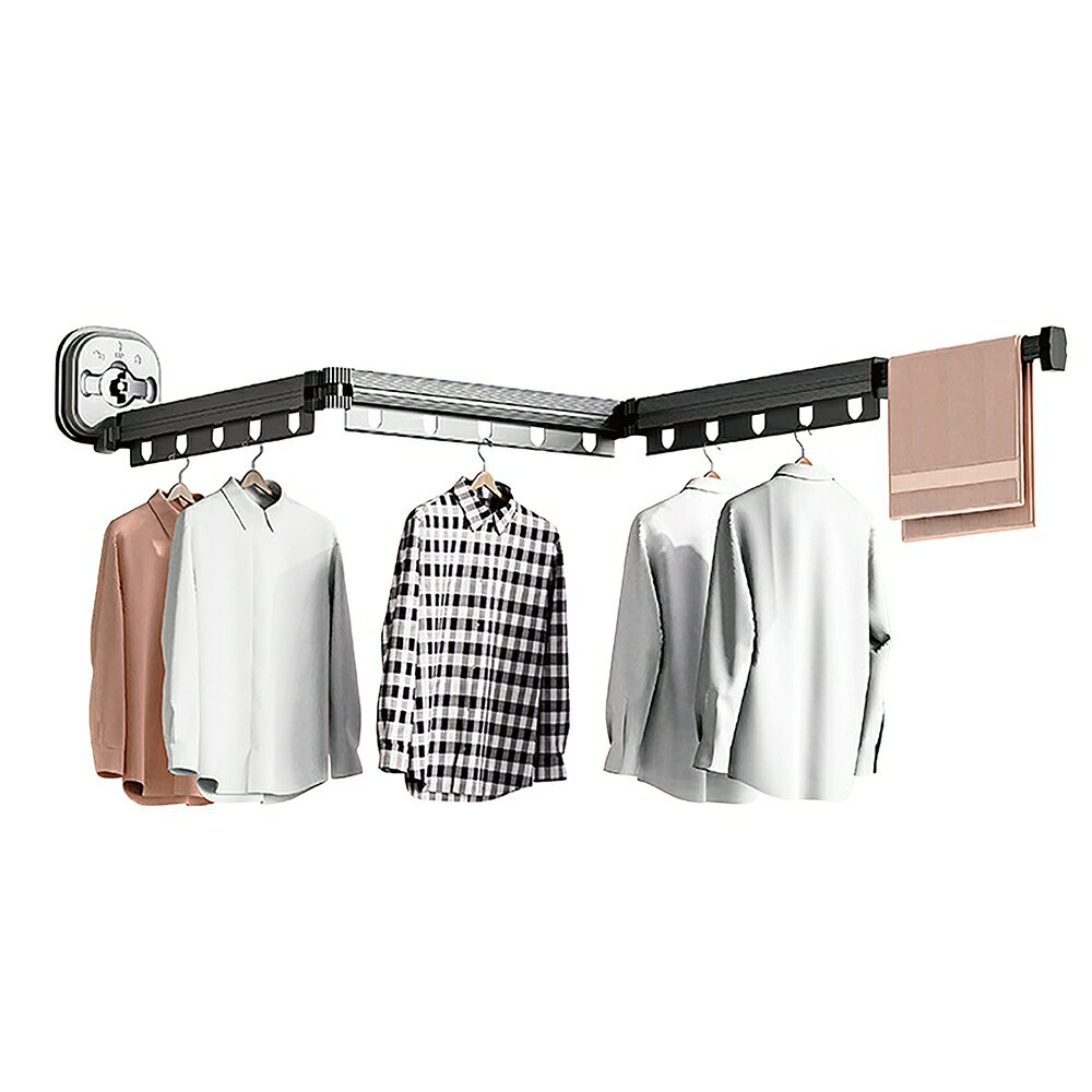 【花屋】免打孔 折疊曬衣架 超強吸盤 晾衣架 折疊伸縮曬衣架 伸縮晾衣架 折疊曬衣架 壁掛桿折疊衣架 免釘掛衣架 1